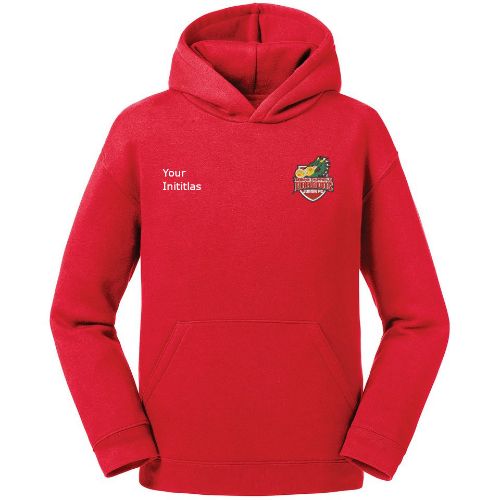 North Duffield Dragons Russell Europe Kids Authentic Hooded Sweatshirt Classic Red